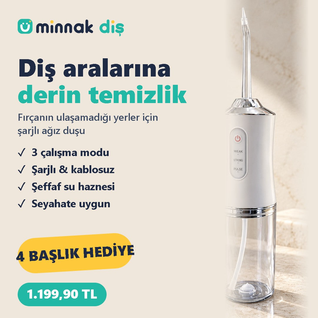 Şarjlı Taşınabilir Ağız Duşu - 3 Mod, 4 Başlık Hediye